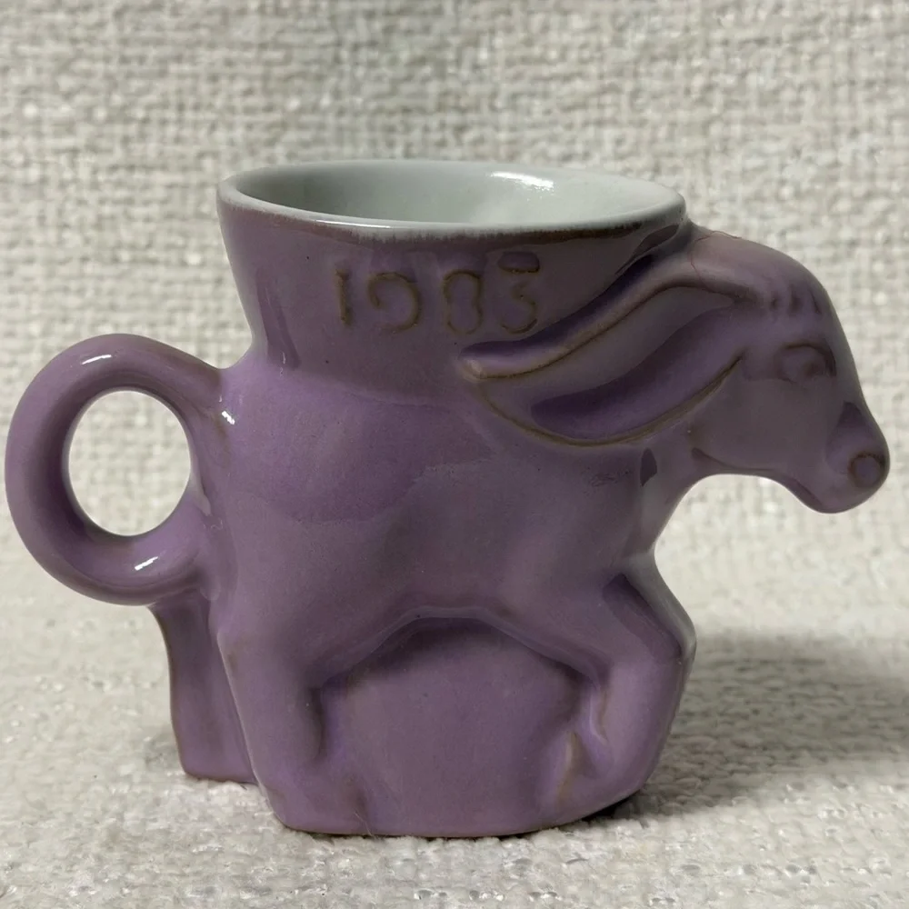 1983 Frankoma Democratic (DEM) Donkey Political Mug. Wisteria - Picture 2 of 5
